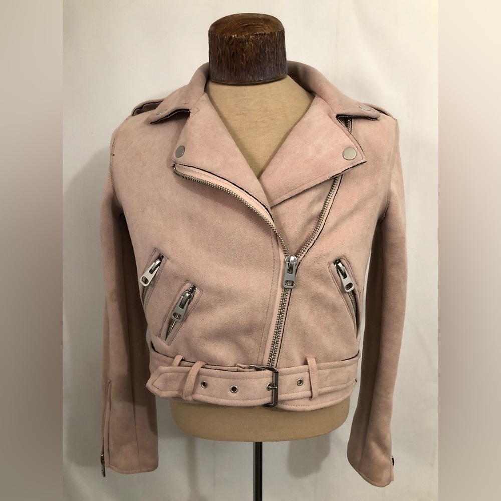 - Womens Faux Leather Pink Jacket. Size Small. Cosa Nova